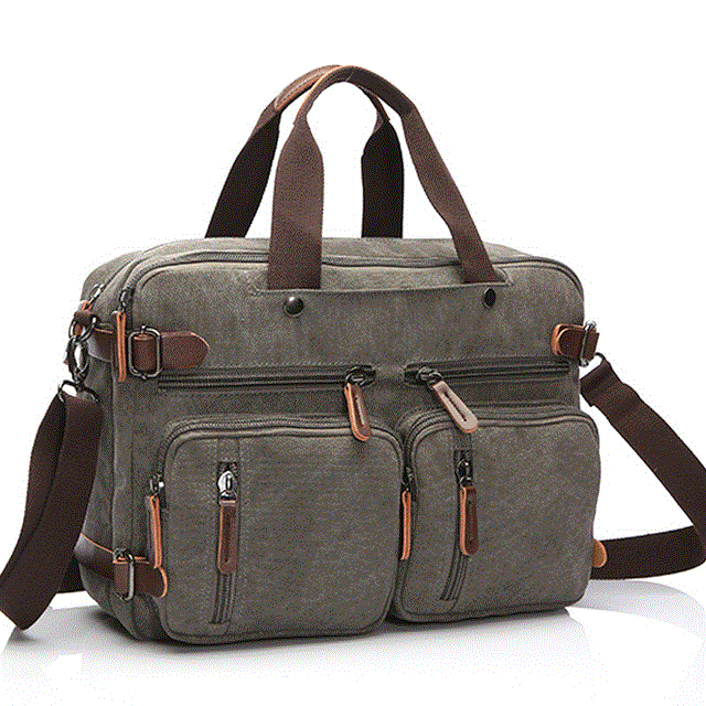 2021 High quality Men Canvas Bag Leather Briefcase Travel Suitcase Messenger Shoulder Tote Back Handbag Large Casual