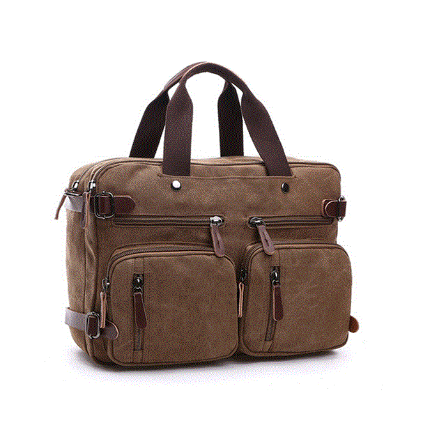 2021 High quality Men Canvas Bag Leather Briefcase Travel Suitcase Messenger Shoulder Tote Back Handbag Large Casual
