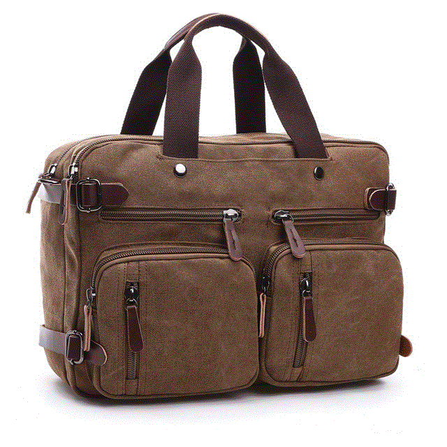 2021 High quality Men Canvas Bag Leather Briefcase Travel Suitcase Messenger Shoulder Tote Back Handbag Large Casual
