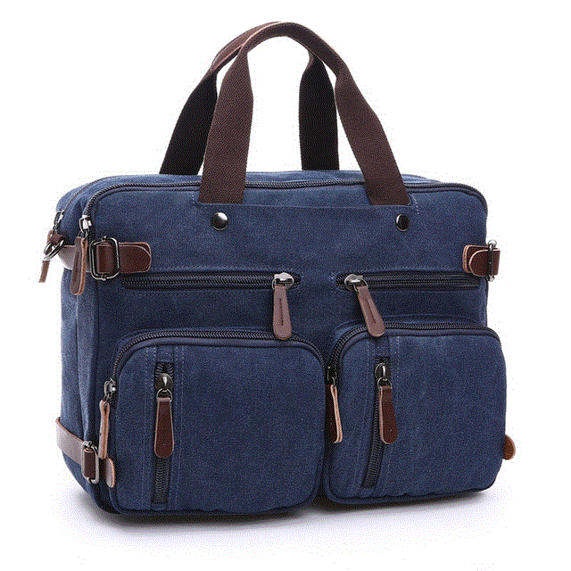 2021 High quality Men Canvas Bag Leather Briefcase Travel Suitcase Messenger Shoulder Tote Back Handbag Large Casual