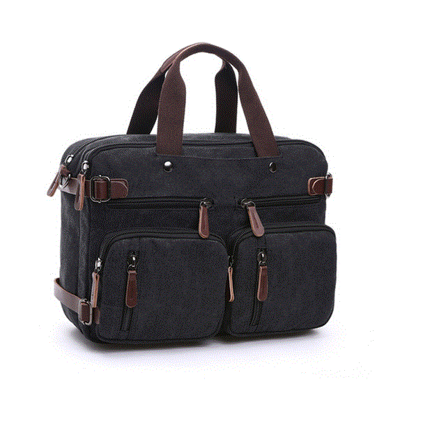 2021 High quality Men Canvas Bag Leather Briefcase Travel Suitcase Messenger Shoulder Tote Back Handbag Large Casual
