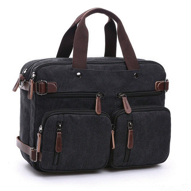 2021 High quality Men Canvas Bag Leather Briefcase Travel Suitcase Messenger Shoulder Tote Back Handbag Large Casual