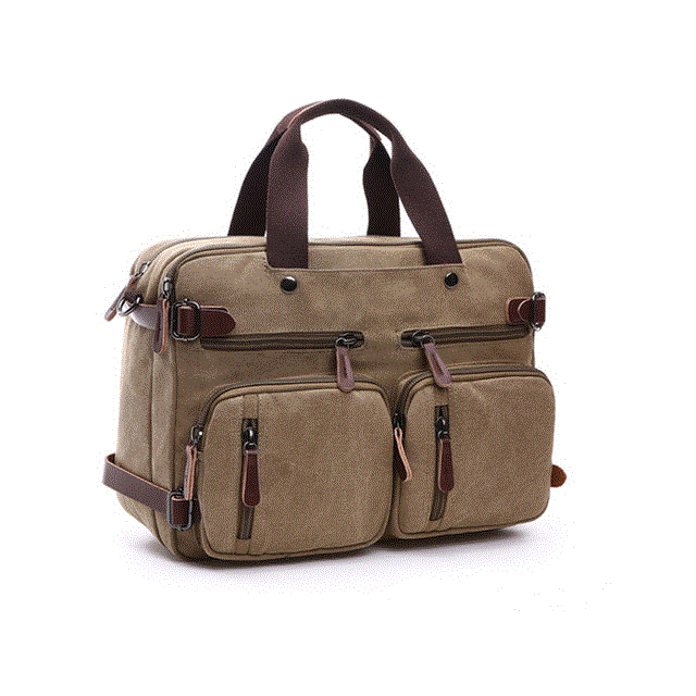2021 High quality Men Canvas Bag Leather Briefcase Travel Suitcase Messenger Shoulder Tote Back Handbag Large Casual