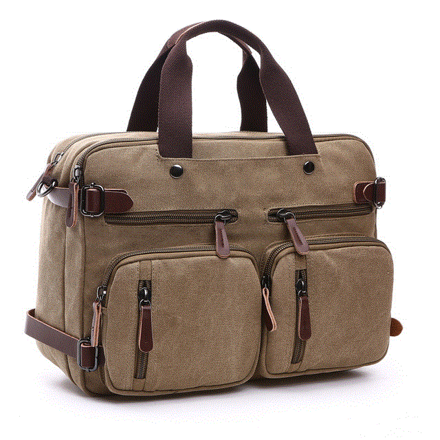 2021 High quality Men Canvas Bag Leather Briefcase Travel Suitcase Messenger Shoulder Tote Back Handbag Large Casual