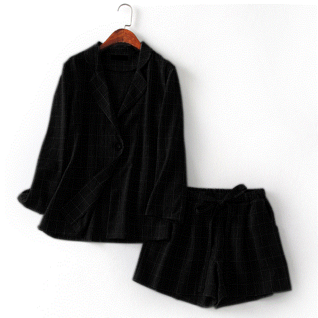 2021 High quality Spring Summer Women two piece set Office plaid Top shorts Female Suit Set Casual Women plus size