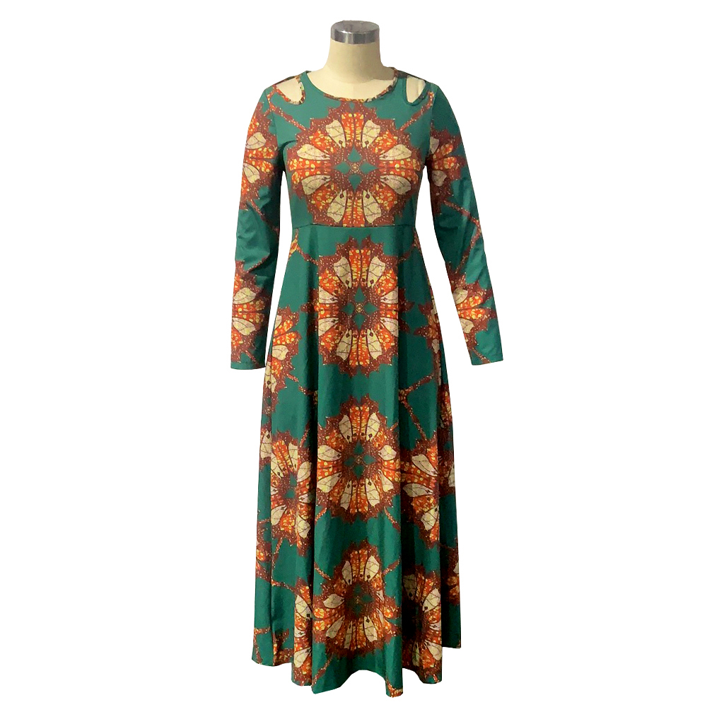 2021 High quality Slim Summer Dress Women Robe Africaine Bazin Fashion Ethnic Print Evening Dress Ankara Ladies Dress