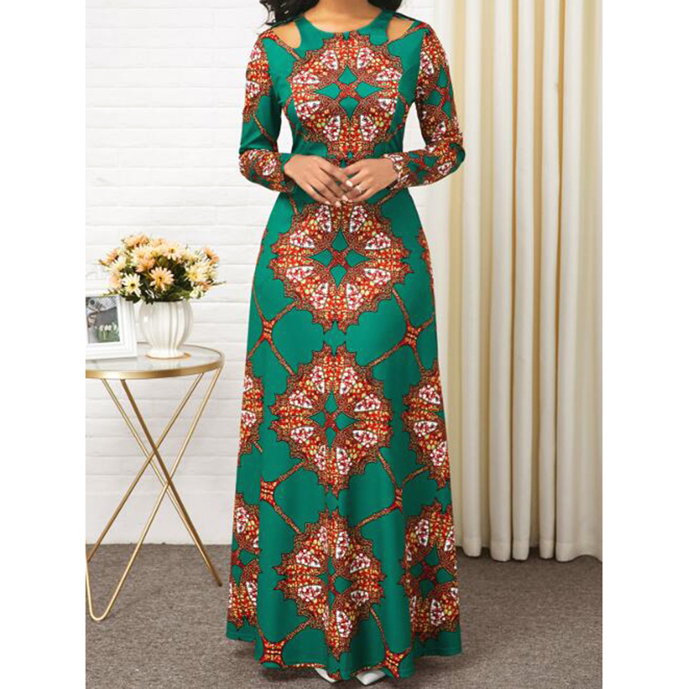 2021 High quality Slim Summer Dress Women Robe Africaine Bazin Fashion Ethnic Print Evening Dress Ankara Ladies Dress