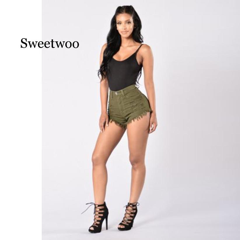2021 High quality Shorts Denim Fashion Hoge Taille Ripped Jeans Strand Hot Shorts Jeans Hoge Kwaliteit Rood