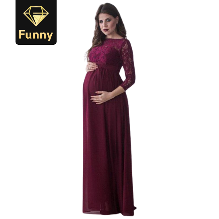 2021 High quality Elegant Bodycon Midi Dress Pregnant Women's Lace Maternity Dress Maxi Loose Gown  Dresses Clothes