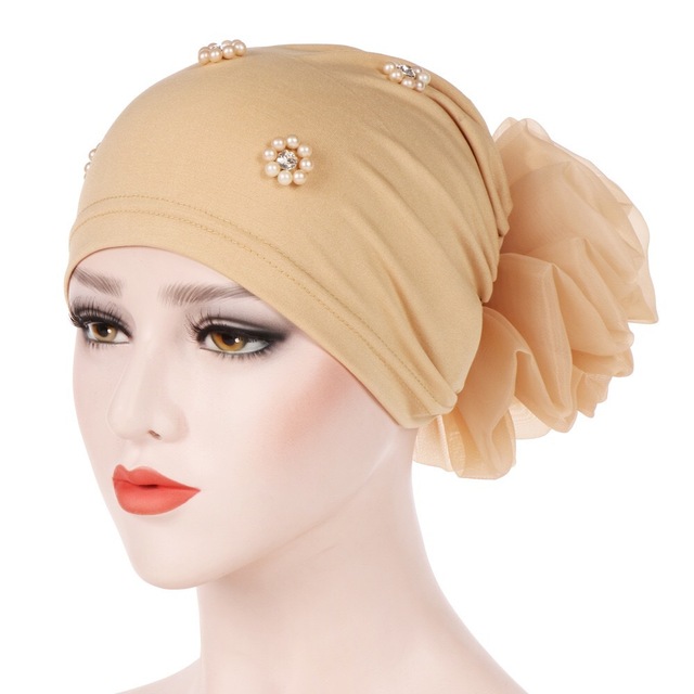 2021 High quality Mode Vrouwen Hoofddoek Kralen Hoop Cap Vrouwen Zachte Comfortabele Hijab Caps