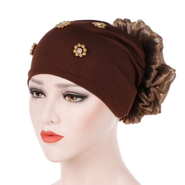 2021 High quality Mode Vrouwen Hoofddoek Kralen Hoop Cap Vrouwen Zachte Comfortabele Hijab Caps
