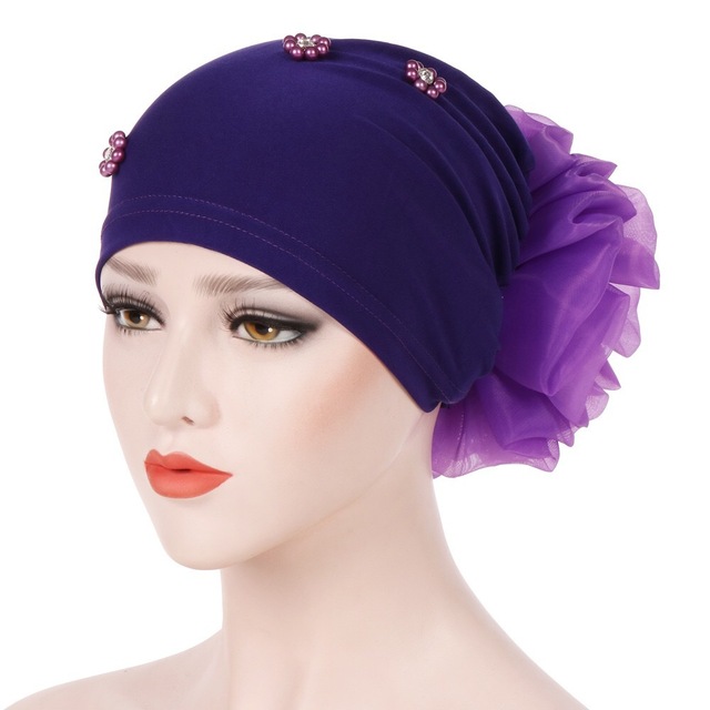 2021 High quality Mode Vrouwen Hoofddoek Kralen Hoop Cap Vrouwen Zachte Comfortabele Hijab Caps
