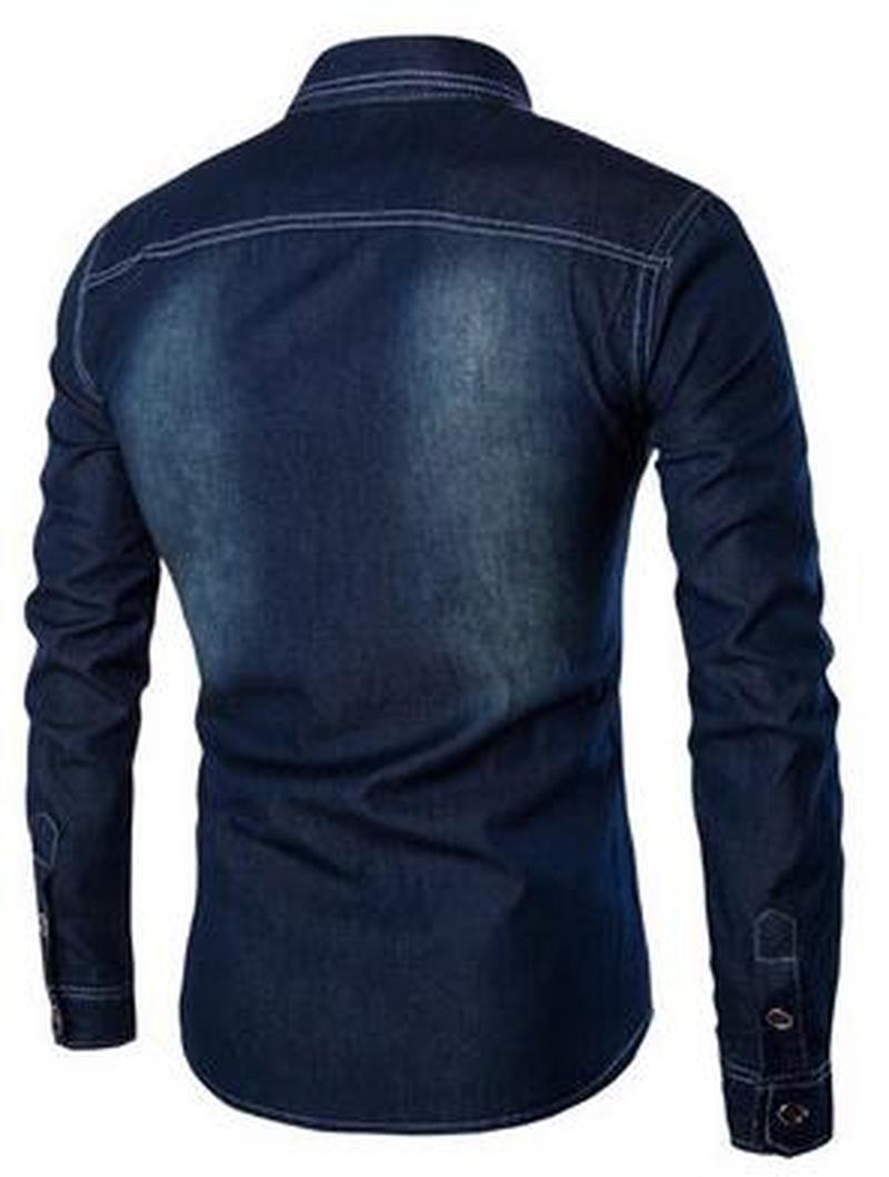 Men Long Sleeve Denim Shirt Casual Male Jean Shirts High Quality Street Wearing