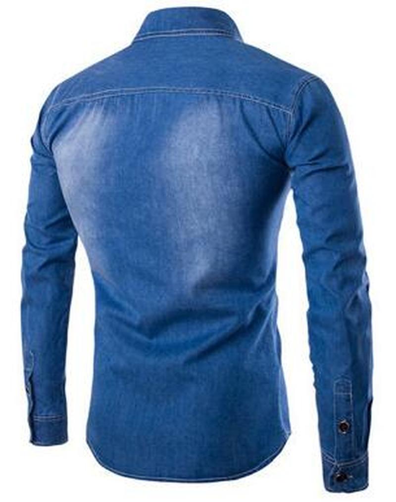 Men Long Sleeve Denim Shirt Casual Male Jean Shirts High Quality Street Wearing