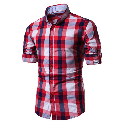 2021 High quality Cotton Plaid Shirt Men Casual Social Business Male Shirt Top Quality Long Sleeve Mens Dress Shirts