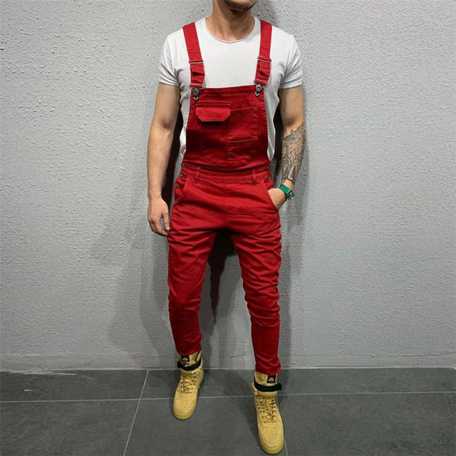 2021 High quality Mens Denim Dungaree Bib Overalls Jumpsuits Moto Biker Jeans Pants Trousers