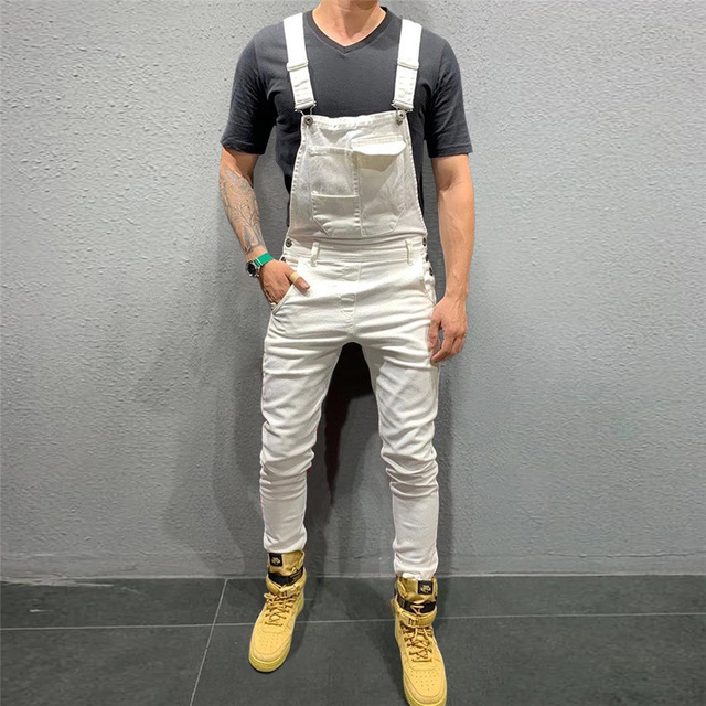 2021 High quality Mens Denim Dungaree Bib Overalls Jumpsuits Moto Biker Jeans Pants Trousers