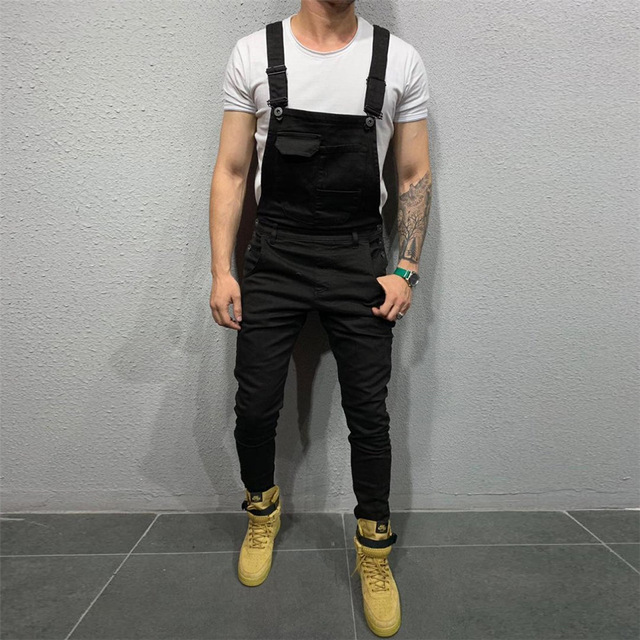 2021 High quality Mens Denim Dungaree Bib Overalls Jumpsuits Moto Biker Jeans Pants Trousers