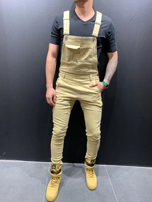 2021 High quality Mens Denim Dungaree Bib Overalls Jumpsuits Moto Biker Jeans Pants Trousers