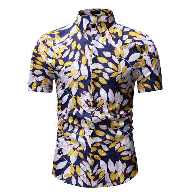 2021 High quality Mens Summer Beach Hawaiian Shirt Short Sleeve Plus Size Floral Shirts Men Casual