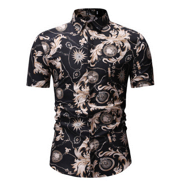 2021 High quality Mens Summer Beach Hawaiian Shirt Short Sleeve Plus Size Floral Shirts Men Casual