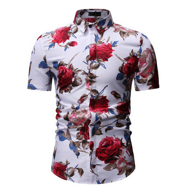 2021 High quality Mens Summer Beach Hawaiian Shirt Short Sleeve Plus Size Floral Shirts Men Casual