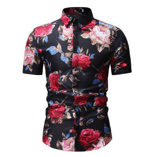 2021 High quality Mens Summer Beach Hawaiian Shirt Short Sleeve Plus Size Floral Shirts Men Casual
