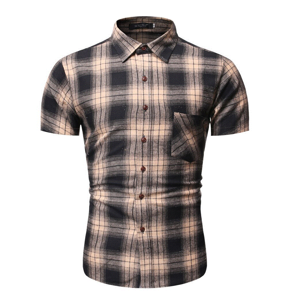2021 High quality Summer Plaid Men's Short Sleeve shirts camisas Casual Short Sleeve shirt