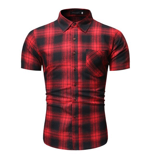 2021 High quality Summer Plaid Men's Short Sleeve shirts camisas Casual Short Sleeve shirt