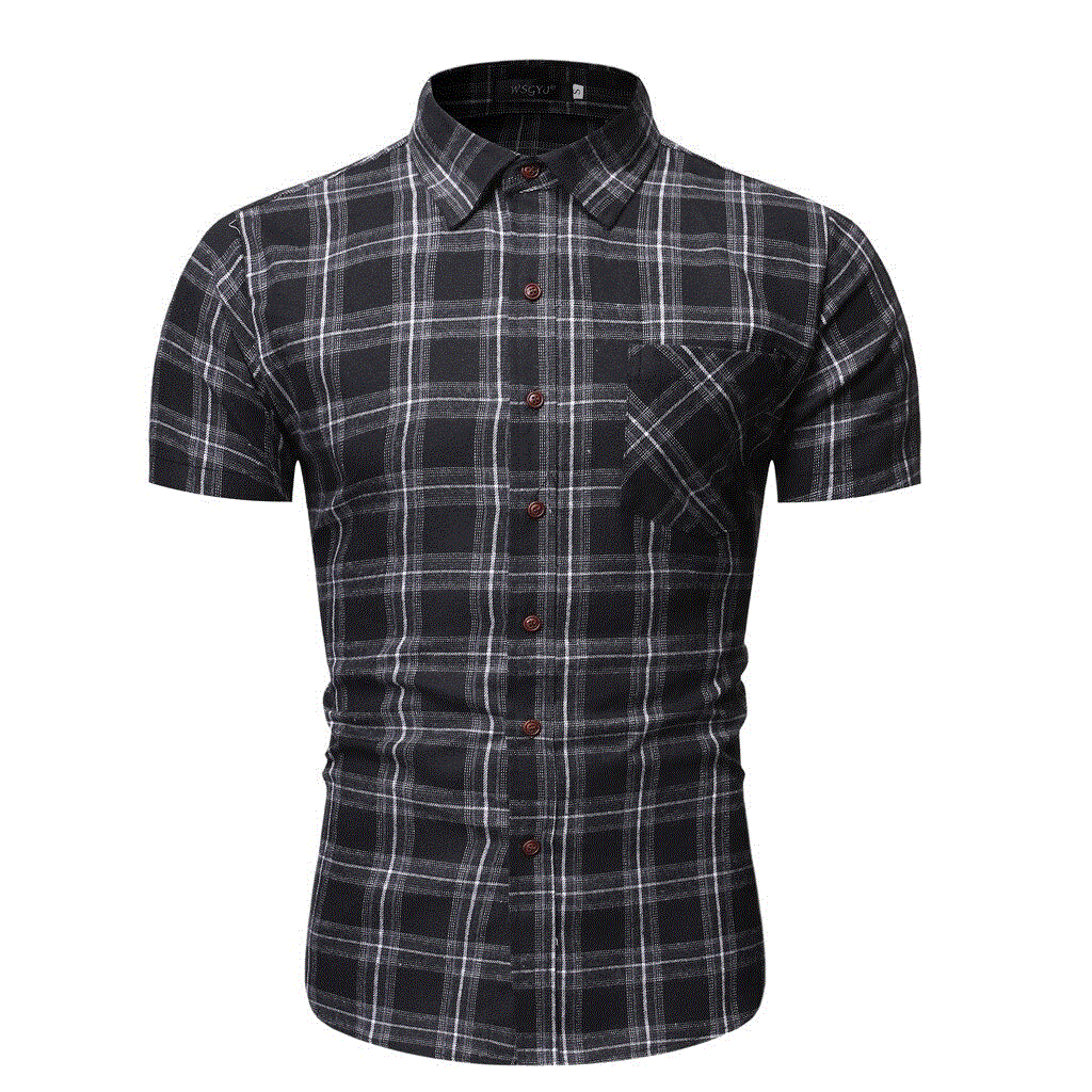 2021 High quality Plaid Men's Short Sleeve shirts Summer shirts for men Casual