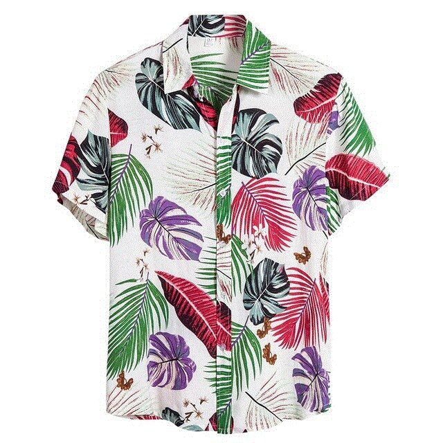 2021 High quality feitong Hawaiian Shirt Men Cotton Linen Ethnic Short Sleeve Casual