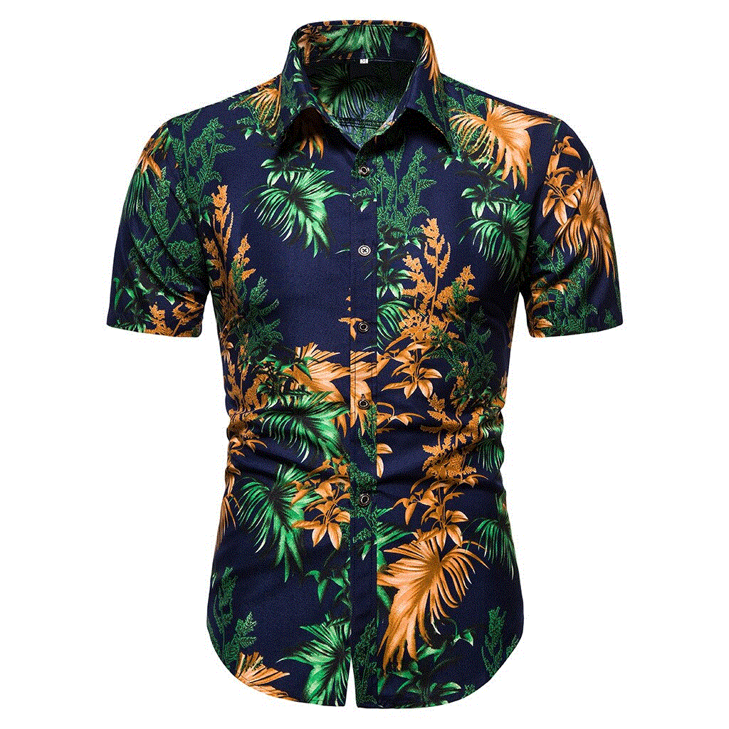 2021 High quality Hawaiian Printed Men's shirts Summer Short-Sleeved shirts for men