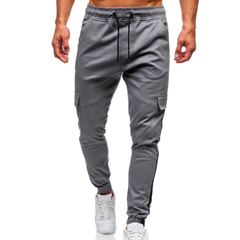 2021 High quality Patchwork Drawstring Trousers Army Joggers Pants Mens Multi-pocket Sport Trousers