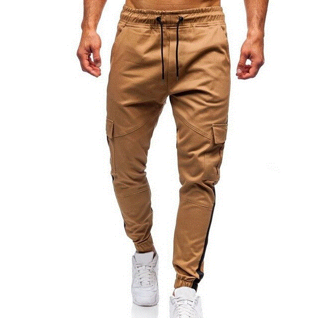 2021 High quality Patchwork Drawstring Trousers Army Joggers Pants Mens Multi-pocket Sport Trousers