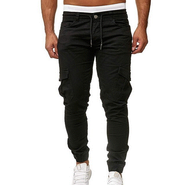 2021 High quality Patchwork Drawstring Trousers Army Joggers Pants Mens Multi-pocket Sport Trousers