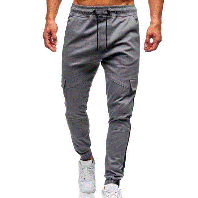 2021 High quality Patchwork Drawstring Trousers Army Joggers Pants Mens Multi-pocket Sport Trousers