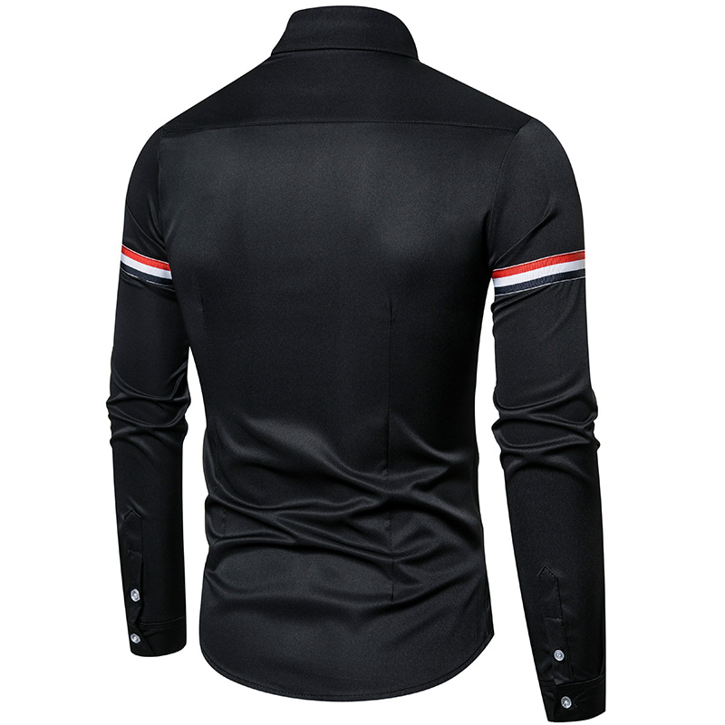 2021 High quality Shirts Men Dress New Long Sleeve Slim Fit Social Masculino Striped Patchwork