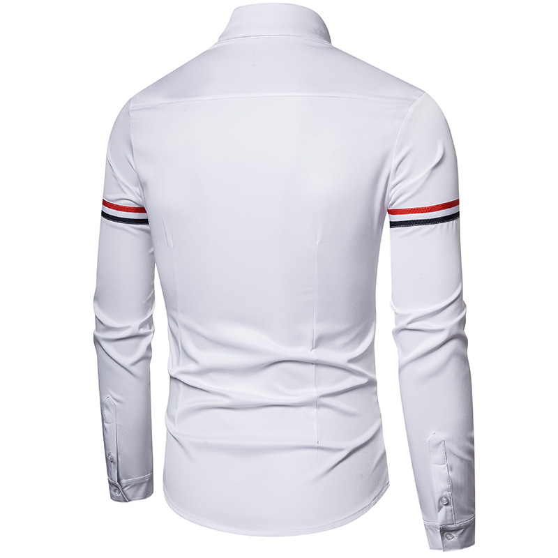 2021 High quality Shirts Men Dress New Long Sleeve Slim Fit Social Masculino Striped Patchwork