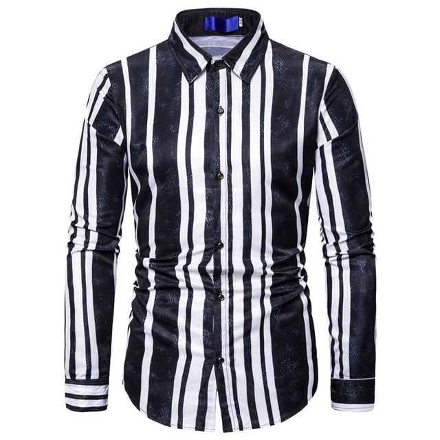 2021 High quality Luxury Striped Shirt Men Vertical Camisa Social New Casual Slim Fit Long Sleeve