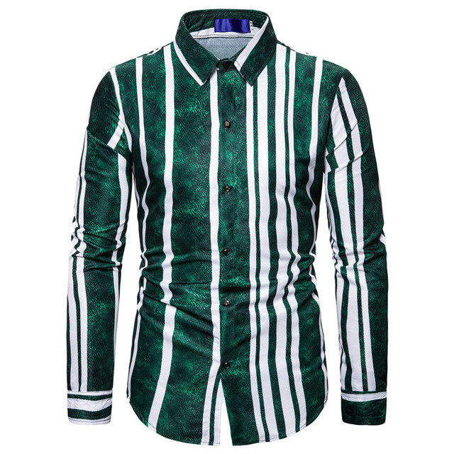 2021 High quality Luxury Striped Shirt Men Vertical Camisa Social New Casual Slim Fit Long Sleeve
