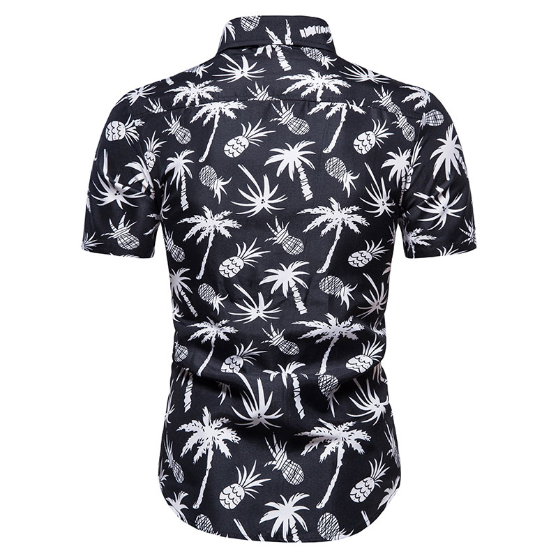2021 High quality Summer Pineapple Print Short Sleeve Button Down Mens Floral Shirts Holiday Camisas Streetwear