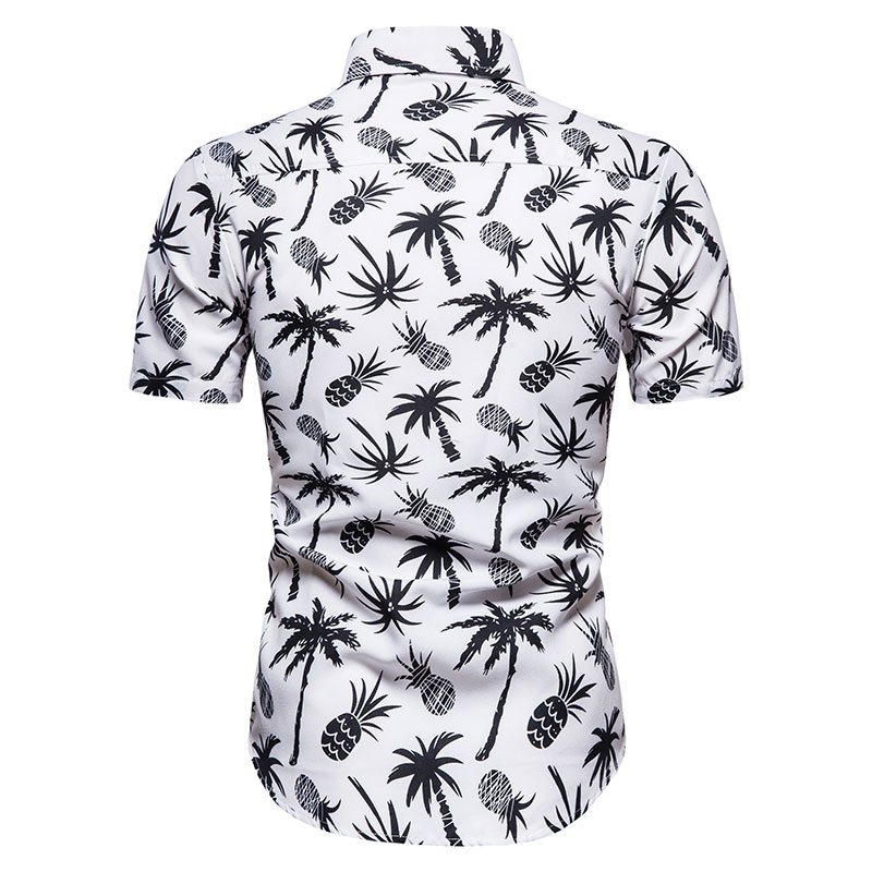 2021 High quality Summer Pineapple Print Short Sleeve Button Down Mens Floral Shirts Holiday Camisas Streetwear