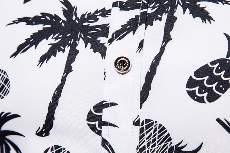 2021 High quality Summer Pineapple Print Short Sleeve Button Down Mens Floral Shirts Holiday Camisas Streetwear