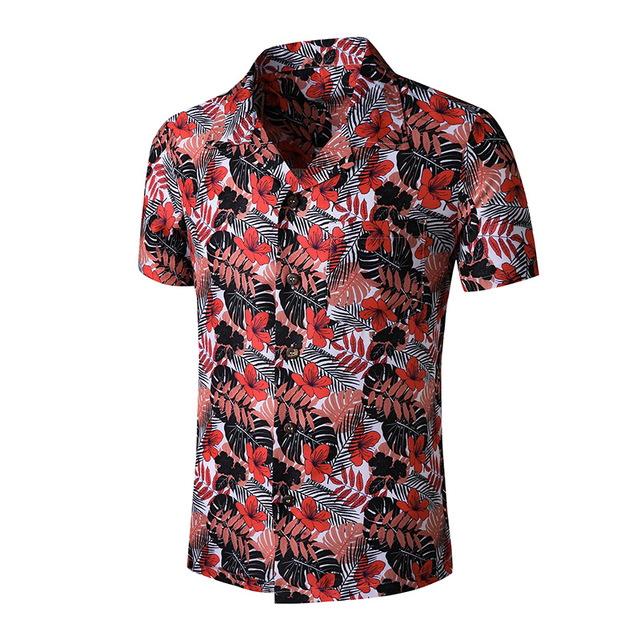 2021 High quality Men Floral Shirts Short Sleeve Summer Casual Flower Printed Beach Hawaiian Shirts