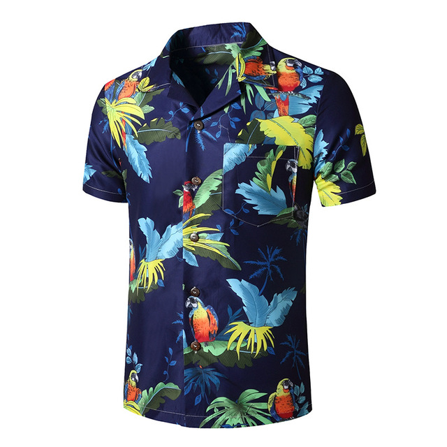 2021 High quality Men Floral Shirts Short Sleeve Summer Casual Flower Printed Beach Hawaiian Shirts