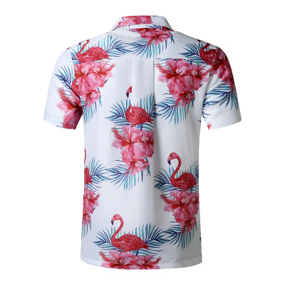 2021 High quality New Summer Men's Floral Shirt Fashion Flamingo Printed Oversize Hawaiian Shirt