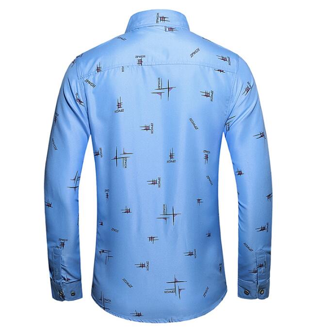 2021 High quality Korean Fashion Spring Casual Print Slim Fit Mens Social Business Shirt