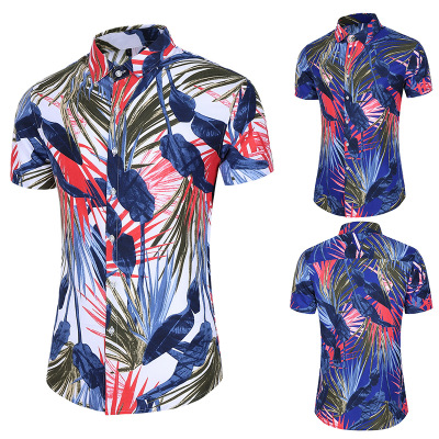 2021 High quality Mens Shirts Summer Fashion Korean Clothes Short Sleeve Floral Hawaiian Shirt
