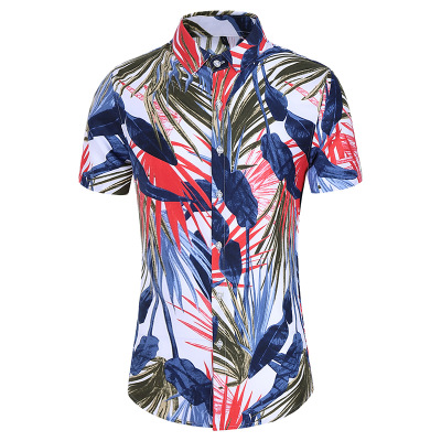 2021 High quality Mens Shirts Summer Fashion Korean Clothes Short Sleeve Floral Hawaiian Shirt