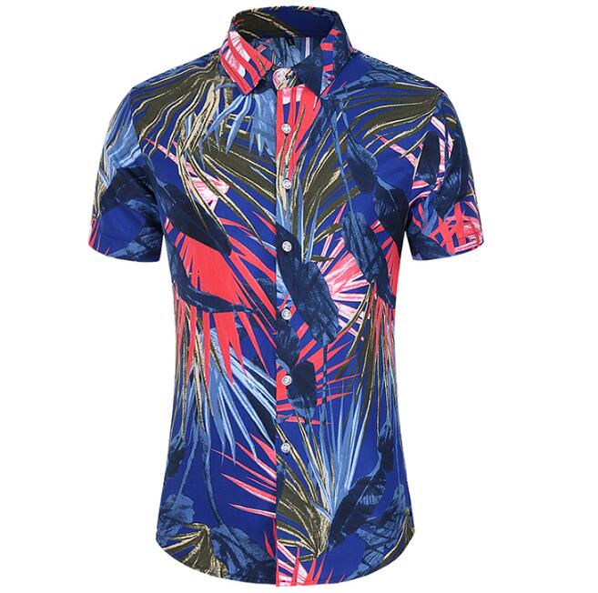 2021 High quality Mens Shirts Summer Fashion Korean Clothes Short Sleeve Floral Hawaiian Shirt